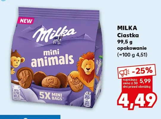 Ciasteczka Milka mini animals promocja w Kaufland