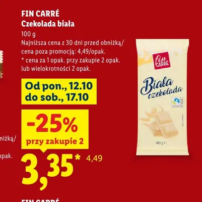 Czekolada biała Fin Carré promocja w Lidl
