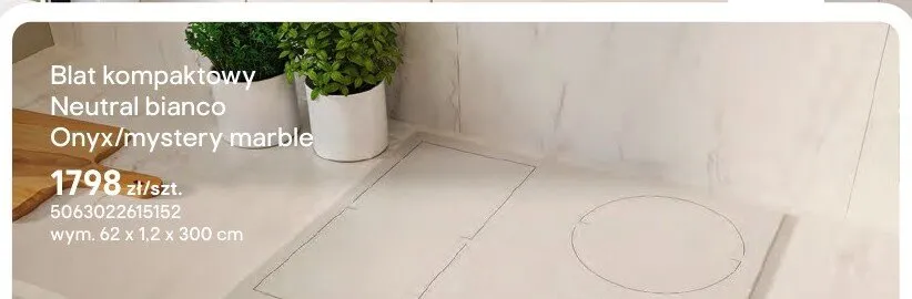 Blat kompaktowy Neutral bianco Onyx/mystery marble 62x1,2x300cm promocja w Castorama