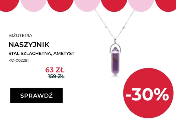 Naszyjnik Briju stal szlachetna ametyst promocja w Briju