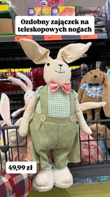 Ozdobny zajączek na teleskopowych nogach promocja w Biedronka