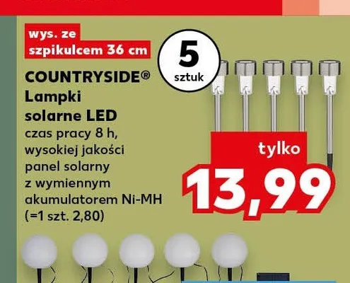 Lampki solarne LED COUNTRYSIDE wys. ze szpikulcem 36cm promocja w Kaufland