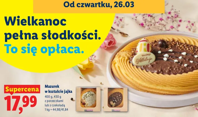 Mazurek w kształcie jajka promocja w Lidl