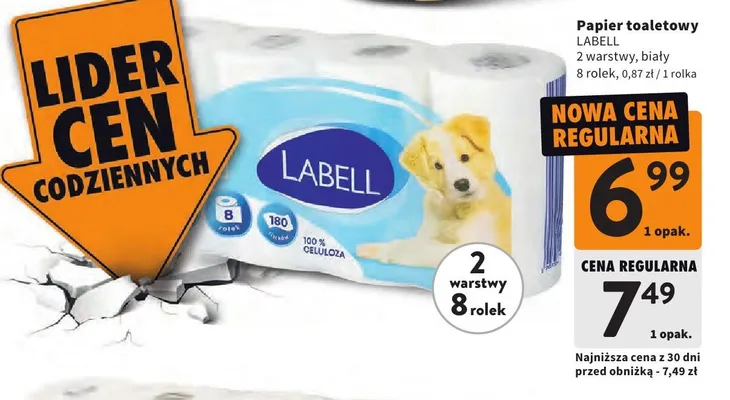 Papier toaletowy biały 2 warstwy promocja w Intermarche