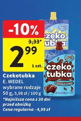 Czekotubka mleczna E.Wedel promocja w Intermarche