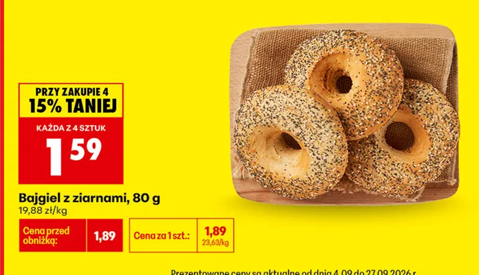 Bajgiel z ziarnami promocja w Biedronka