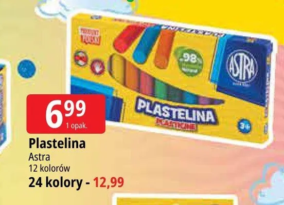 Plastelina Astra 12 kolorów promocja w Leclerc
