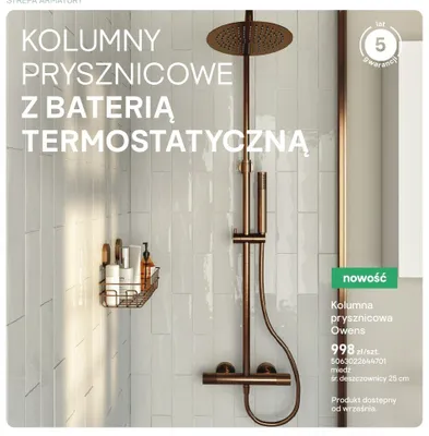 Kolumna prysznicowa Owens miedź promocja w Castorama