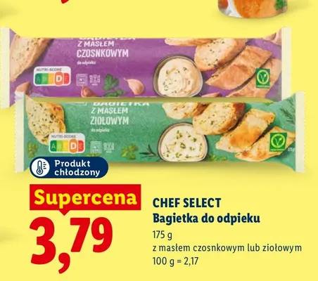 Bagietka do odpieku z masłem ziołowym Chef Select promocja w Lidl