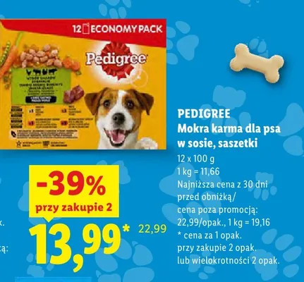 Mokra karma dla psa w sosie saszetki 12-pak Pedigree promocja w Lidl