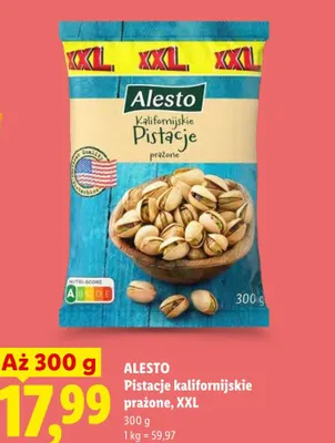 Pistacje kalifornijskie prażone XXL Alesto promocja w Lidl