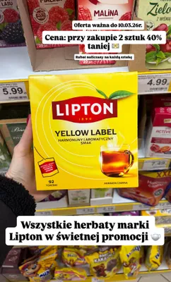 Herbata Yellow Label 92 torebki 2 SZT. -40% promocja w Dino