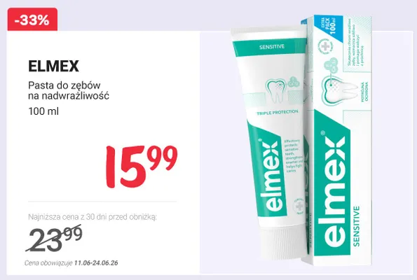 Pasta do zębów na nadwrażliwość Elmex Sensitive promocja w Rossmann