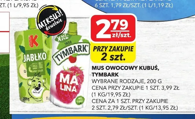 Mus owocowy Tymbark Malina promocja w Top Market
