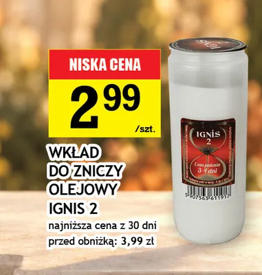 Wkład do zniczy olejowy Ignis 2 promocja w Gram Market