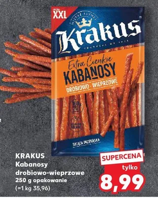 Kabanosy extra cienkie drobiowo-wieprzowe Krakus XXL promocja w Kaufland