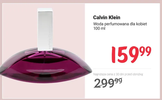 Woda perfumowana dla kobiet Calvin Klein Euphoria promocja w Rossmann
