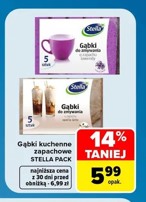 Gąbki kuchenne zapachowe Stella Pack 5-pak o zapachu vanilla latte promocja w Carrefour