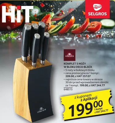 Komplet 5 noży w bloku Deco Black promocja w Selgros