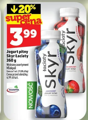 Jogurt pitny Skyr Łaciate truskawkowy promocja w TOPAZ