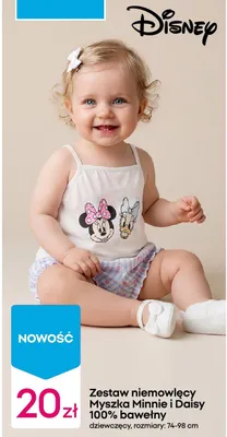 Zestaw niemowlęcy Disney Myszka Minnie i Daisy 100% bawełny dziewczęcy promocja w Pepco
