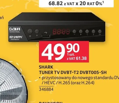 Tuner TV DVB-T2 Shark DVBT005-SH promocja w Selgros