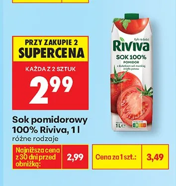 Sok pomidorowy 100% różne rodzaje promocja w Biedronka