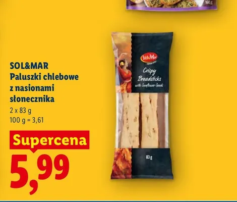Paluszki chlebowe z nasionami słonecznika Sol&Mar promocja w Lidl