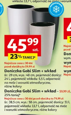 Doniczka Gobi Slim z wkładem śr. 29cm wys. 48cm mrozoodporna promocja w Auchan