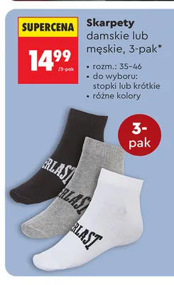 Skarpety damskie Everlast 3-pak promocja w Biedronka