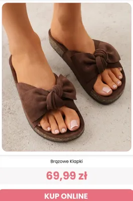 Klapki damskie Renee brązowe promocja w Renee