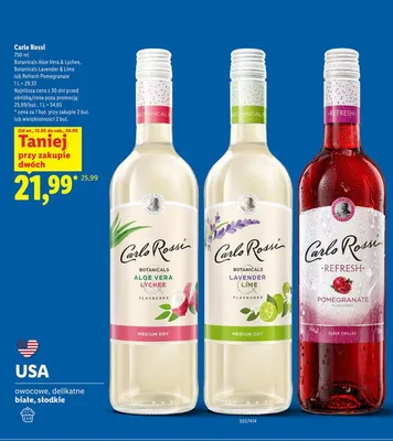 Wino Carlo Rossi Botanicals Lavender & Lime promocja w Lidl