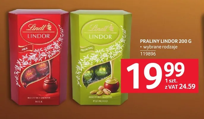 Praliny Lindt Lindor Pistachio promocja w Selgros