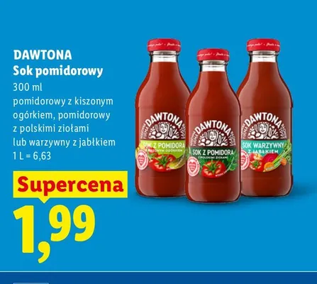 Sok pomidorowy z kiszonym ogórkiem Dawtona promocja w Lidl