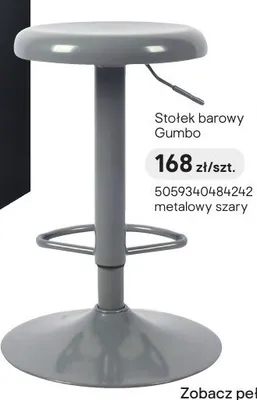 Stołek barowy Gumbo metalowy szary promocja w Castorama