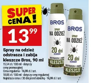 Spray na odzież odstrasza i zabija kleszcze Bros promocja w Twój Market