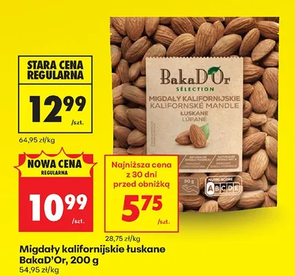 Migdały kalifornijskie łuskane BakaD'Or promocja w Biedronka