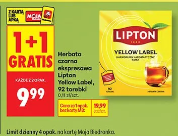 Herbata ekspresowa Lipton Yellow Label, 2x foliaki promocja w Biedronka