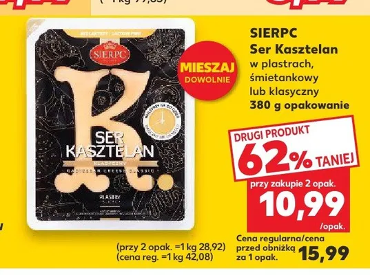 Ser Kasztelan w plastrach klasyczny Sierpc promocja w Kaufland