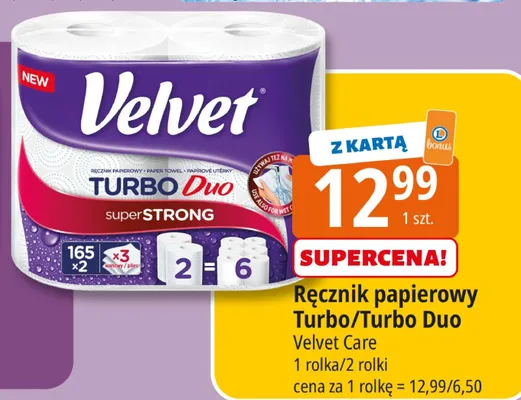 Ręcznik papierowy Velvet Turbo promocja w Leclerc