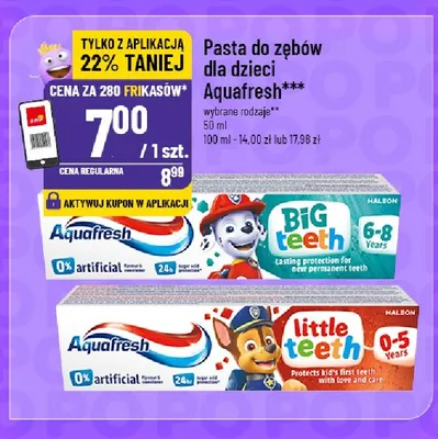 Pasta do zębów dla dzieci Aquafresh Little Teeth promocja w POLOmarket