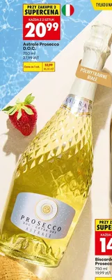 Wino Astrale Prosecco D.O.C. półwytrawne białe włoskie promocja w Biedronka