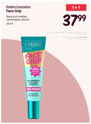 Baza pod makijaż Eveline Cosmetics Face Grip nawilżająca żelowa promocja w Rossmann