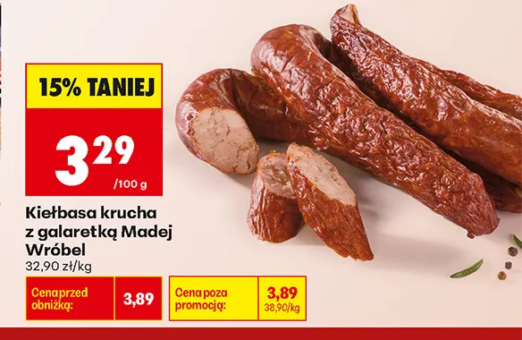 Kiełbasa krucha z galaretką Madej Wróbel promocja w Biedronka