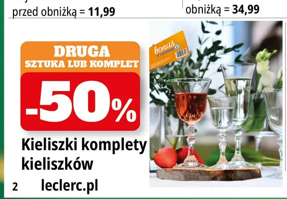 Kieliszki komplety kieliszków promocja w Leclerc