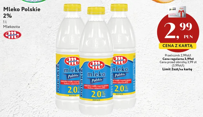 Mleko polskie Mlekovita 2% promocja w Market Point