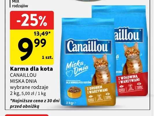 Karma dla kota Canaillou Miska Dnia z wołowiną i warzywami promocja w Intermarche
