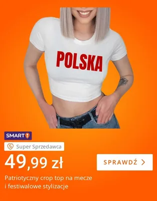 Patriotyczny crop top na mecze i festiwalowe stylizacje promocja w Allegro
