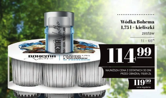 Wódka Bohema 1,75l + kieliszki zestaw promocja w POLOmarket