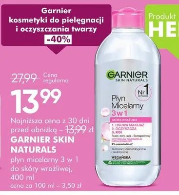 Garnier skin naturals płyn micelarny 3w1 promocja w Super-Pharm